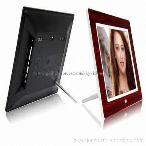 7-inch Wooden/Leather Digital Photo Frame, Multimedia Function with Slim Body